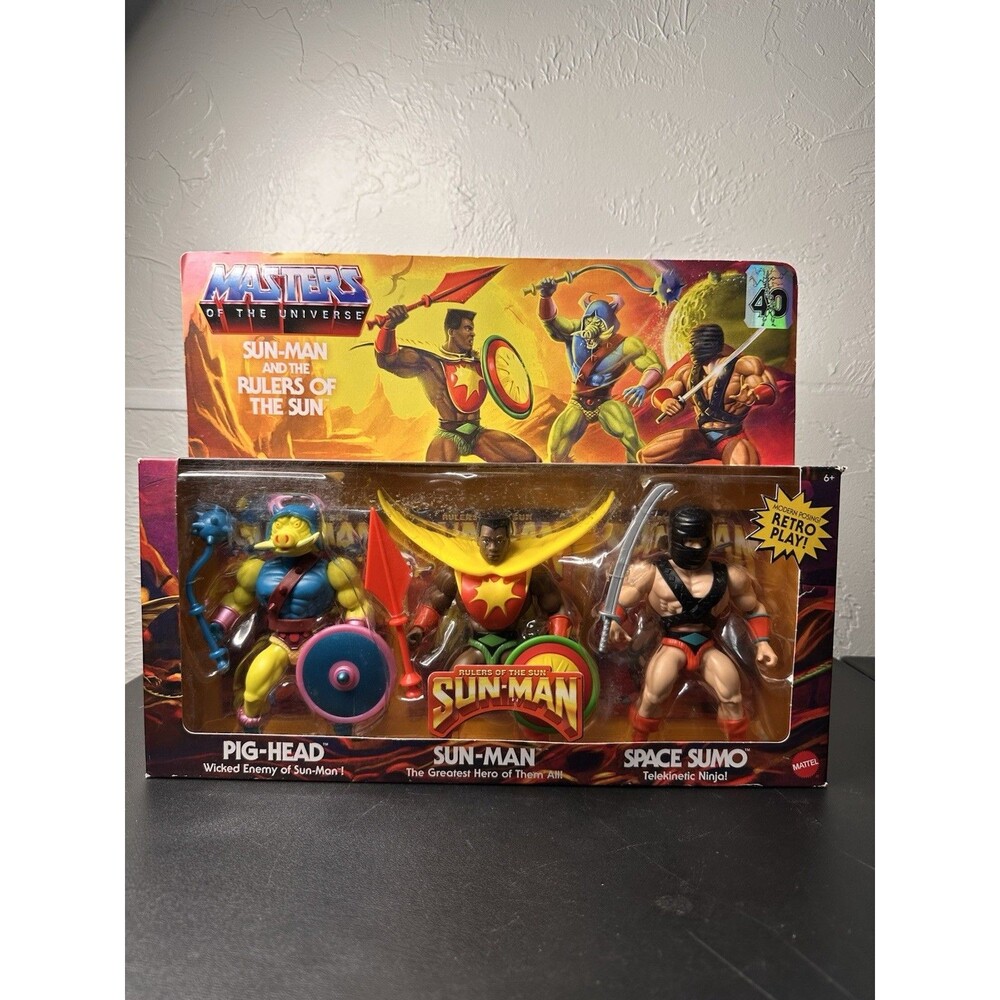 MOTU Sun-Man and the Rulers of the Sun Pig-Head Space Sumo 3-Pack 40TH Exclusive